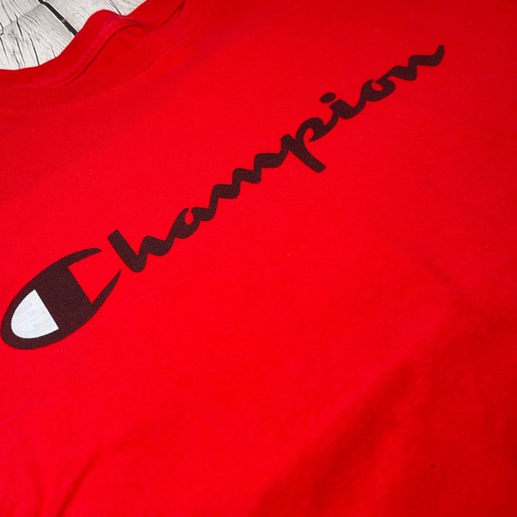 Champion Mens Small Graphic Cotton Tee Script Red Logo - Picture 3 of 7